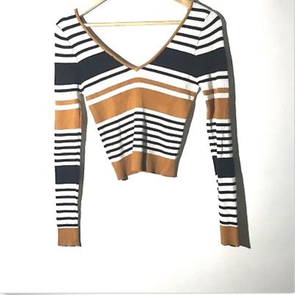 Kendall & Kylie Sweaters - Kendall & Kylie Striped V-Neck  Sweater